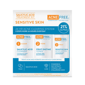 AcneFree benzoyl peroxide lotion tube emphasizing continuous acne treatment