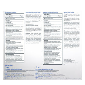 AcneFree close-up of ingredient icons and list communicating active benefits