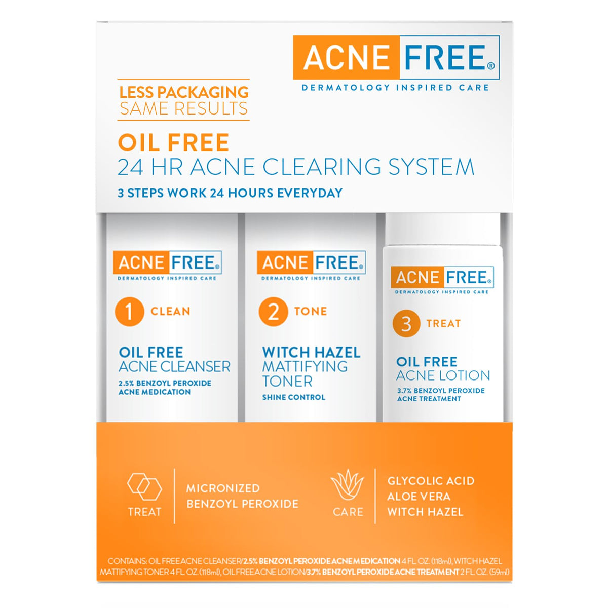 AcneFree kit beside common items for size comparison and portability