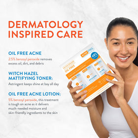 AcneFree witch hazel toner on cotton pad showing mattifying action