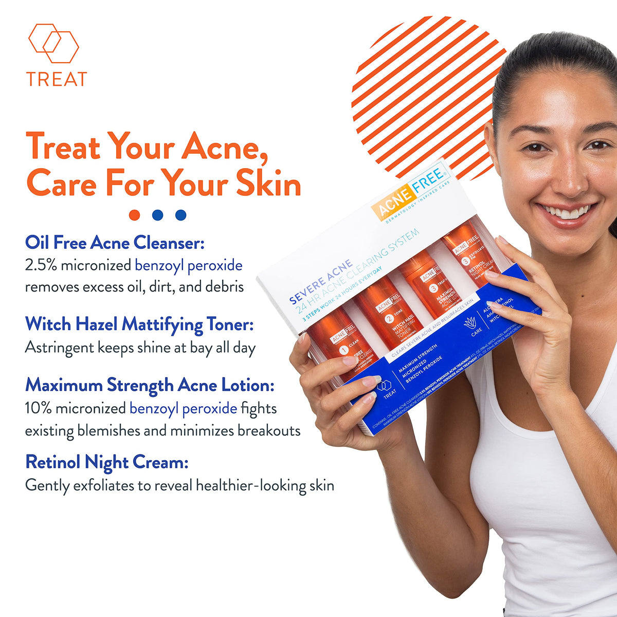 AcneFree benzoyl peroxide face wash pump dispensing clear gel for deep cleansing