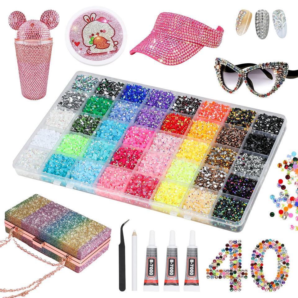 Acrridi front packaging showing full rhinestone kit and tools for quick start