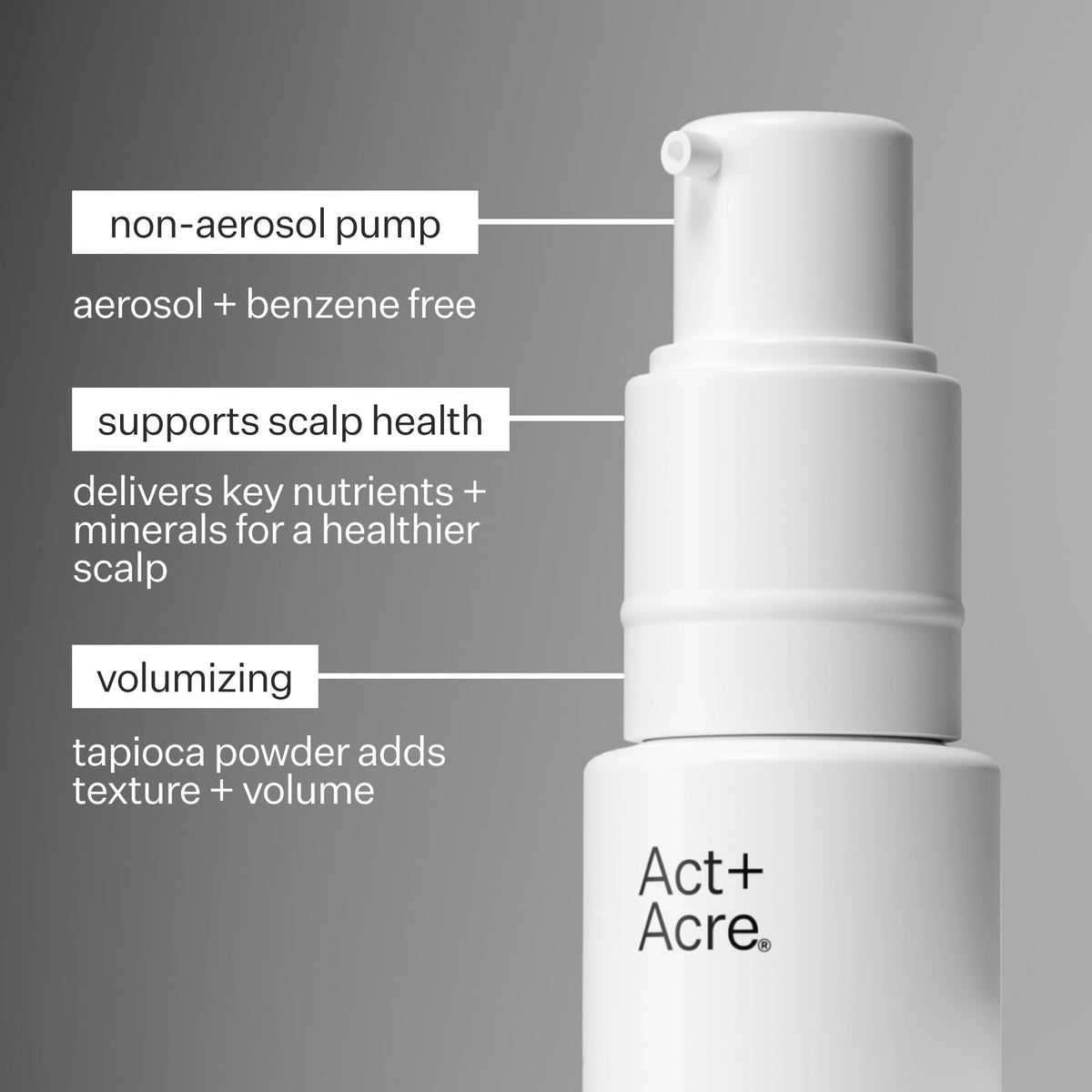 Act+Acre application on roots with fingertips delivering instant lift and refreshed scalp
