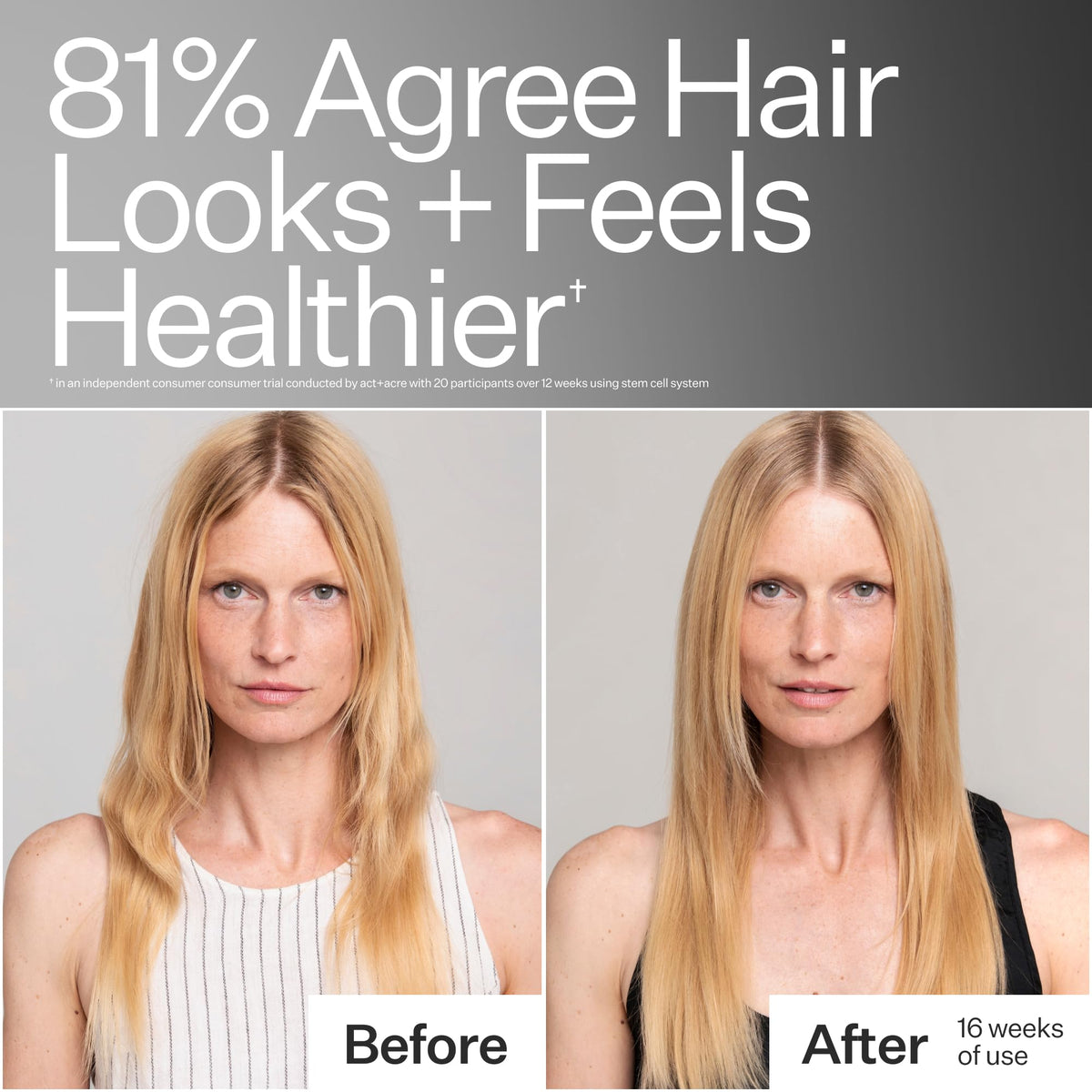 Act+Acre conditioner applied to damp hair in hand, demonstrates easy detangling