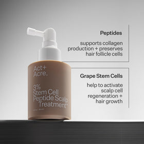 Act+ Acre label ingredients closeup showing grape stem cells and peptide concentration clarity