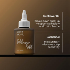 ACT+ ACRE product label close-up listing cold-processed ingredients