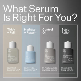 ACT+ ACRE applying serum to hairline to soothe itchy scalp