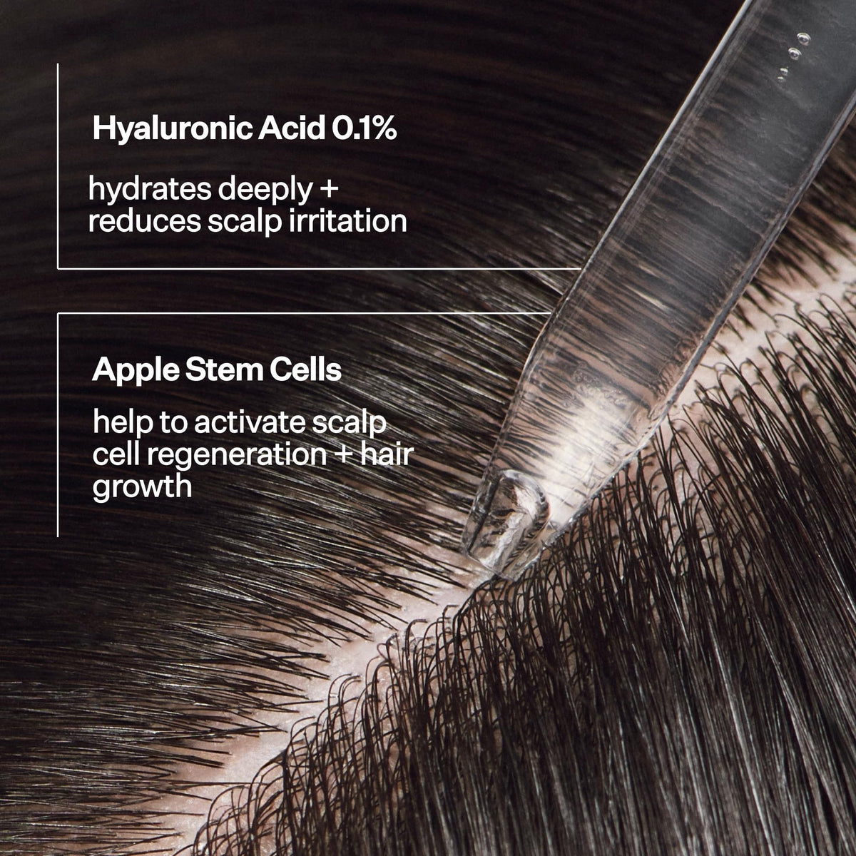 ACT+ ACRE applying serum to scalp to strengthen and hydrate follicles