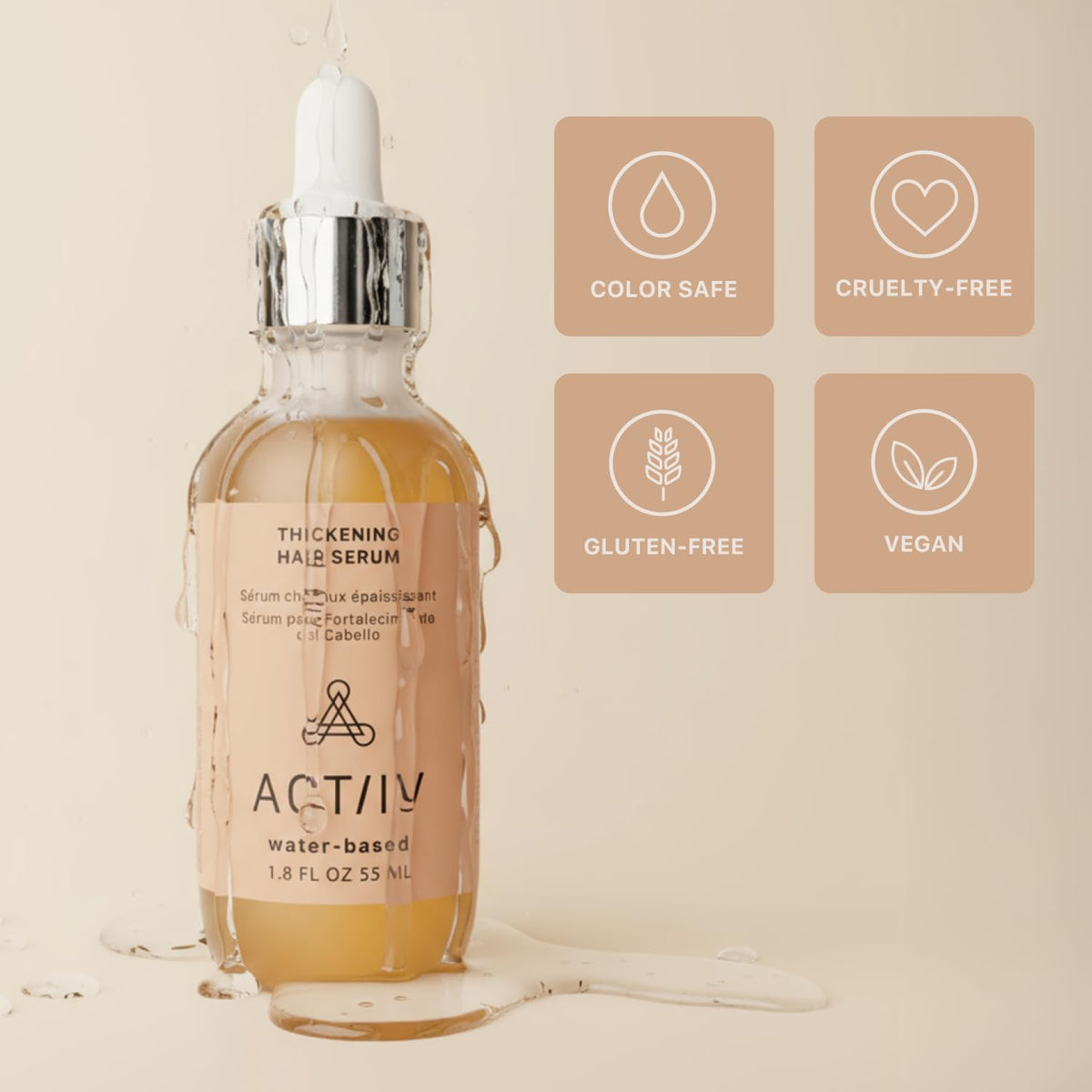 ACTIIV application to roots with fingers showing targeted thicker-looking coverage