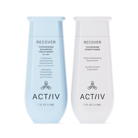 ACTIIV front packaging showing full-size shampoo and conditioner for fuller hair