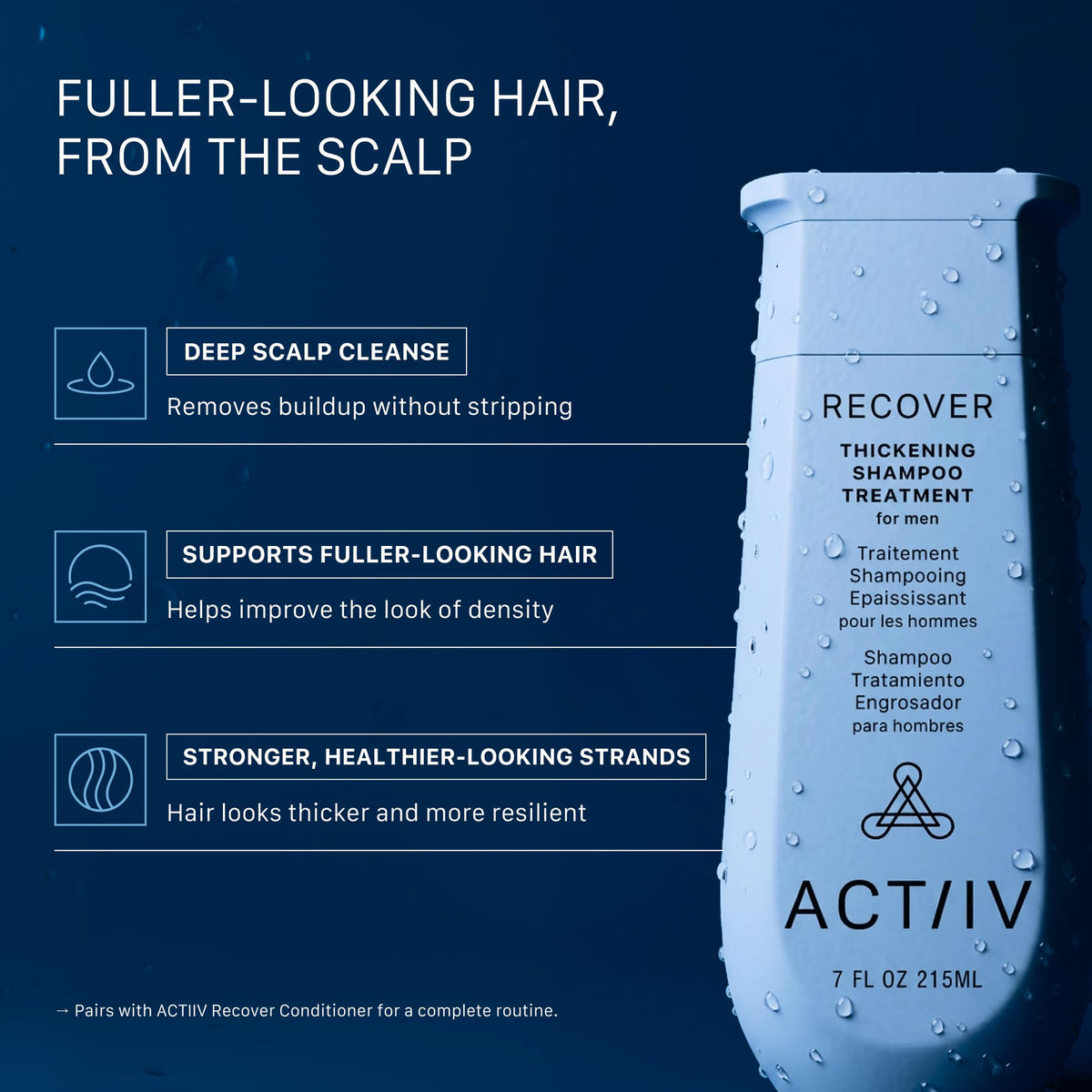 ACTIIV conditioner texture pouring to show lightweight moisturizing benefits