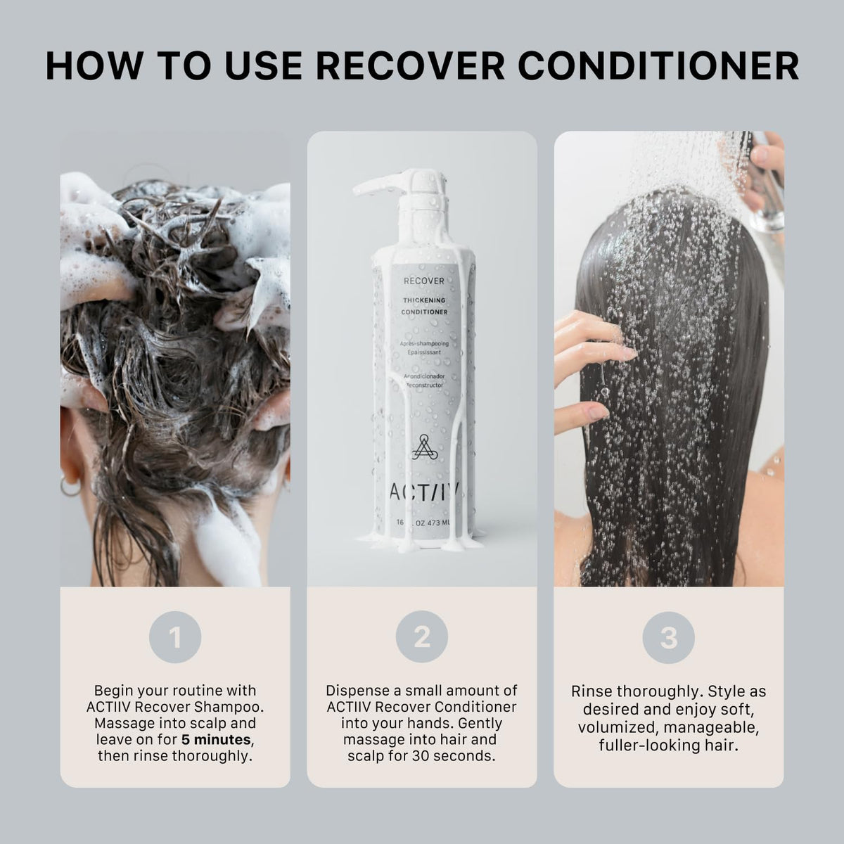 ACTIIV close-up of creamy conditioner consistency showing hydration boost