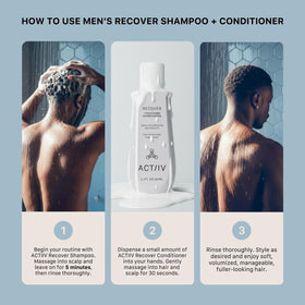 ACTIIV Recover conditioner in hand demonstrating easy application and detangling benefit