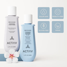 ACTIIV Recover duo in travel kit lifestyle scene showing portability and carry-on readiness