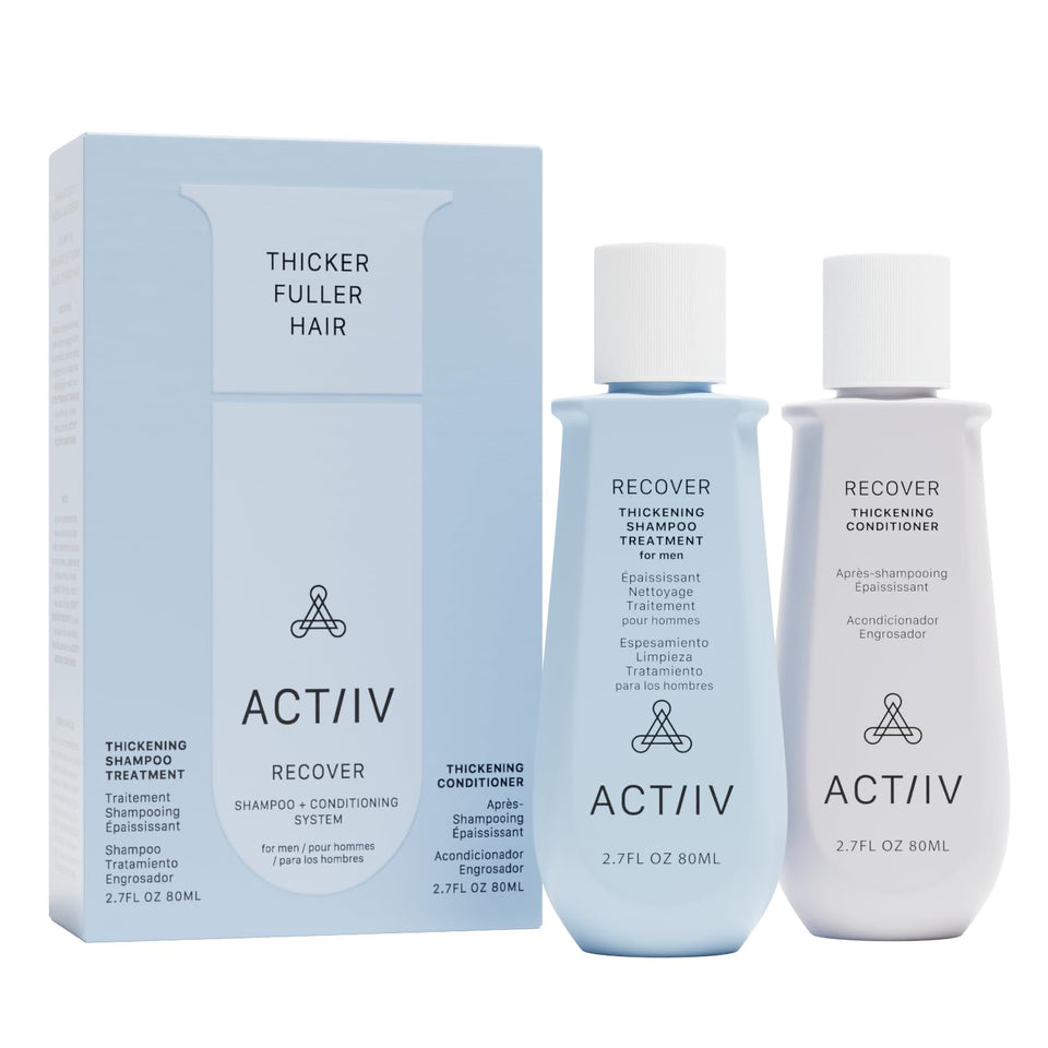 ACTIIV Recover travel duo front packaging showing compact bottles and labels for convenience