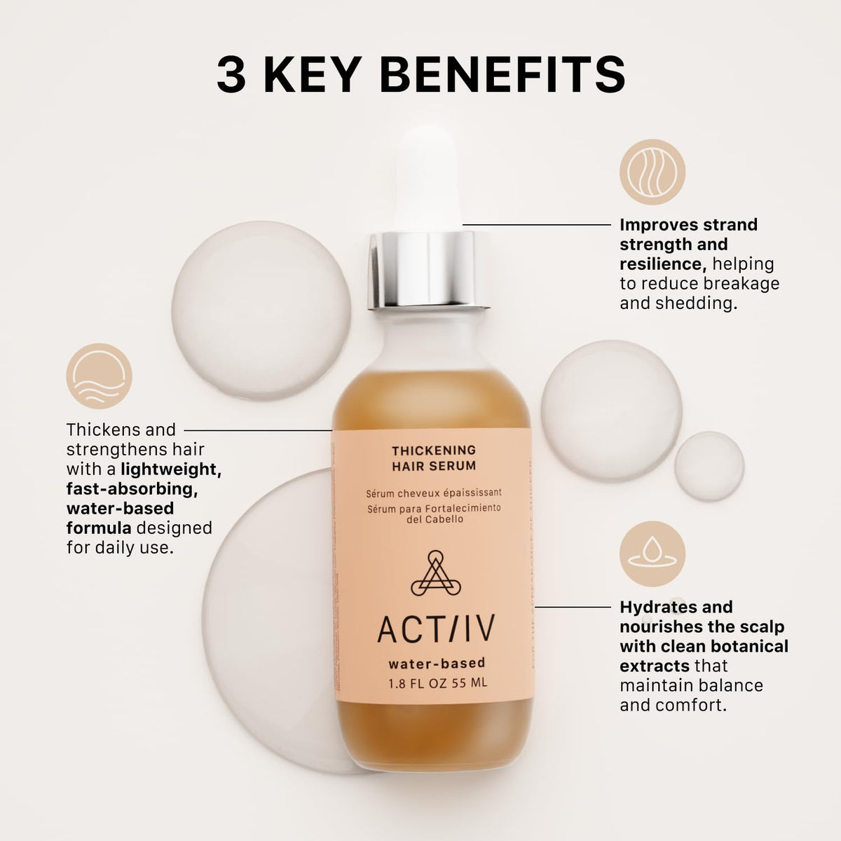 ACTIIV texture drop close-up revealing lightweight water-based consistency