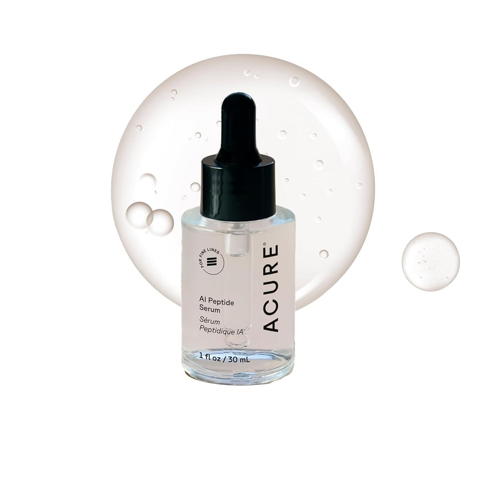 Acure bottle front view showing clean formula and anti-aging focus