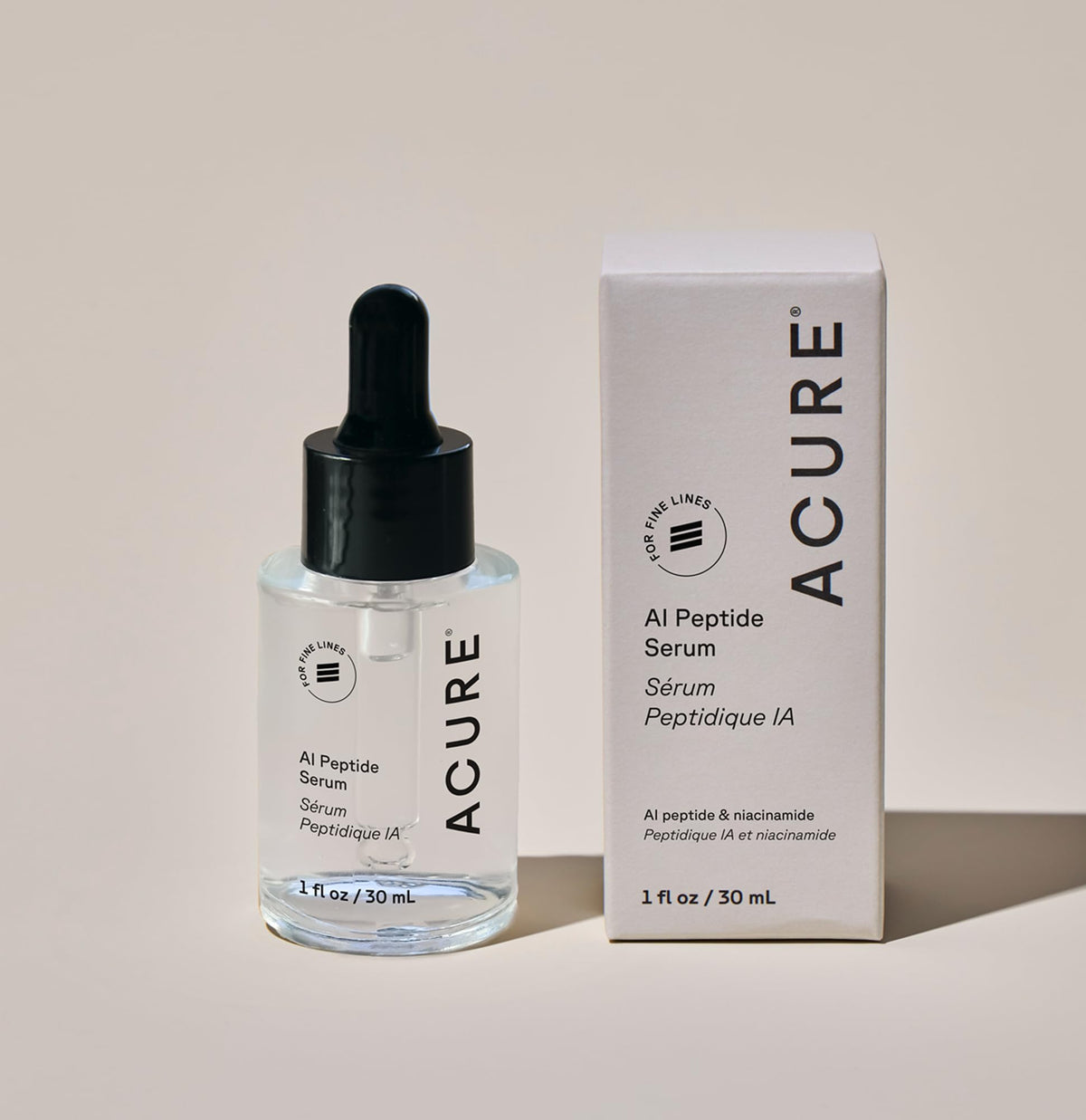 Acure serum on bathroom shelf lifestyle scene promoting everyday skincare ritual
