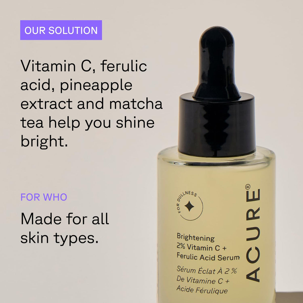 Acure bottle on bathroom counter suggesting daily routine and lifestyle benefit
