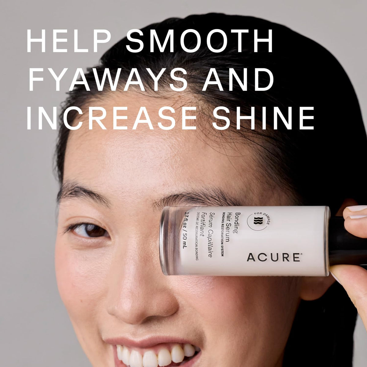 Acure oil drop texture highlighting lightweight formula for smooth, non-greasy finish