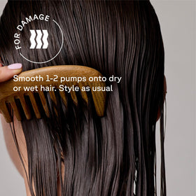 Acure application on damp hair showing even distribution for better styling