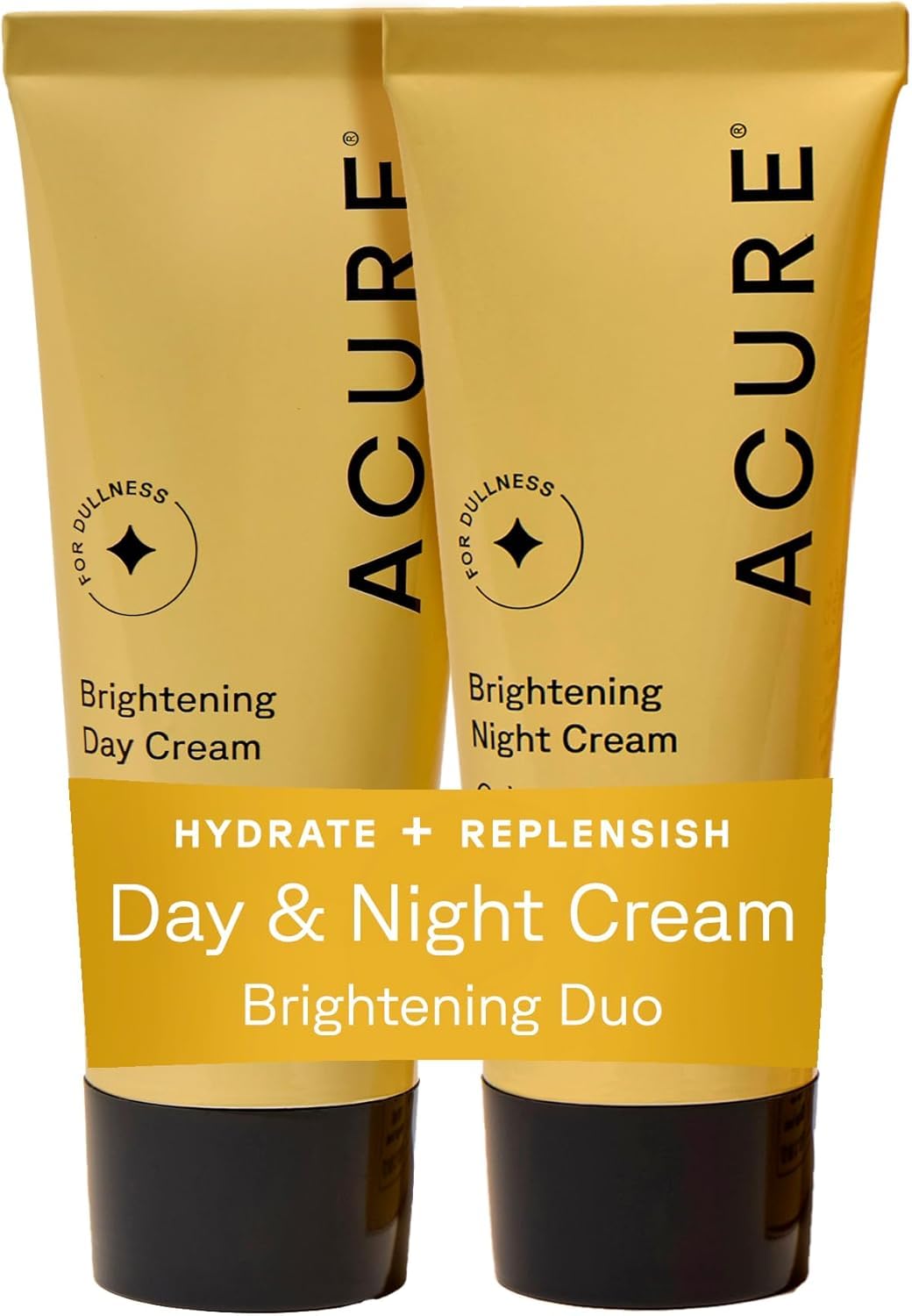 Acure day and night cream set front packaging showing full duo benefits