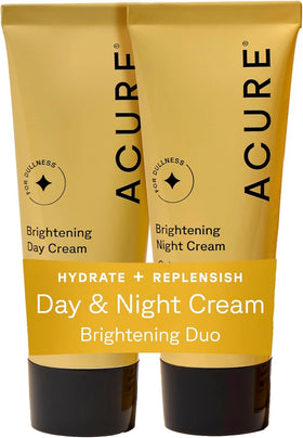 Acure day and night cream set front packaging showing full duo benefits