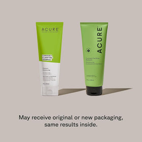 Acure label close-up showing scent and key claims for clarity