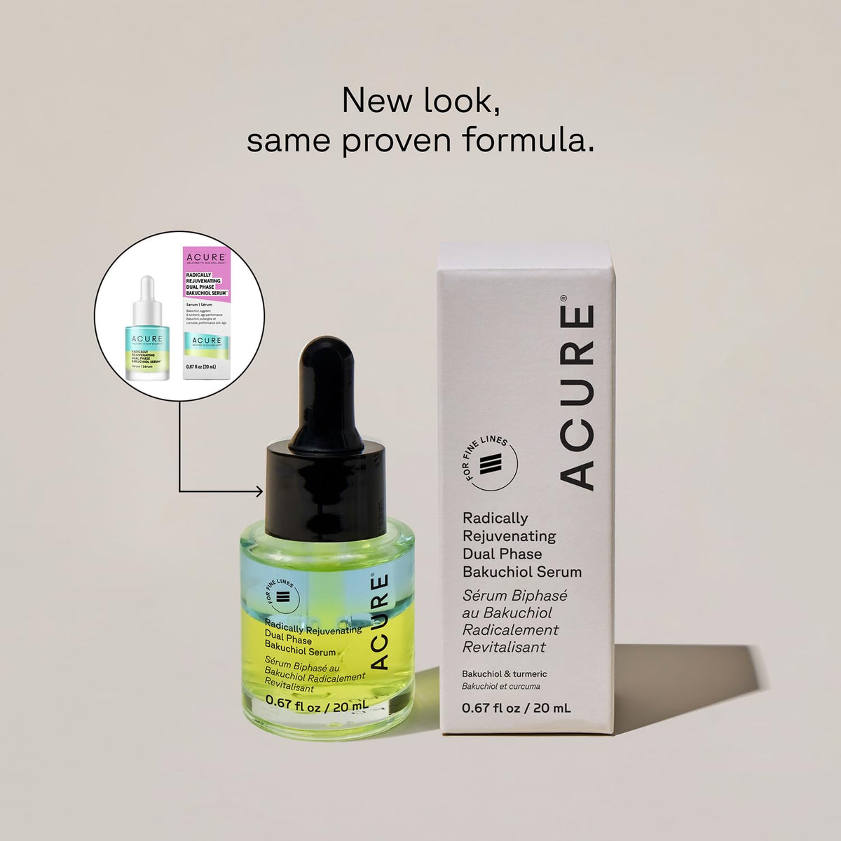 Close-up of Acure serum texture blending oil and water phases to show lightweight finish