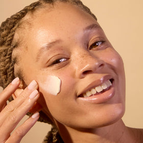 Acure pump dispensing cream on hand demonstrating easy nighttime use