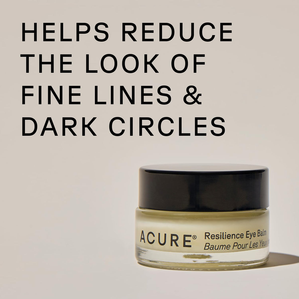 Acure resilience eye balm applying on under-eye demonstrating smoothing effect