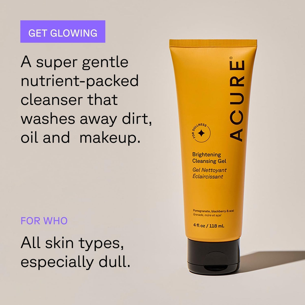 Acure scrub in use on face showing gentle circular application and smoother skin