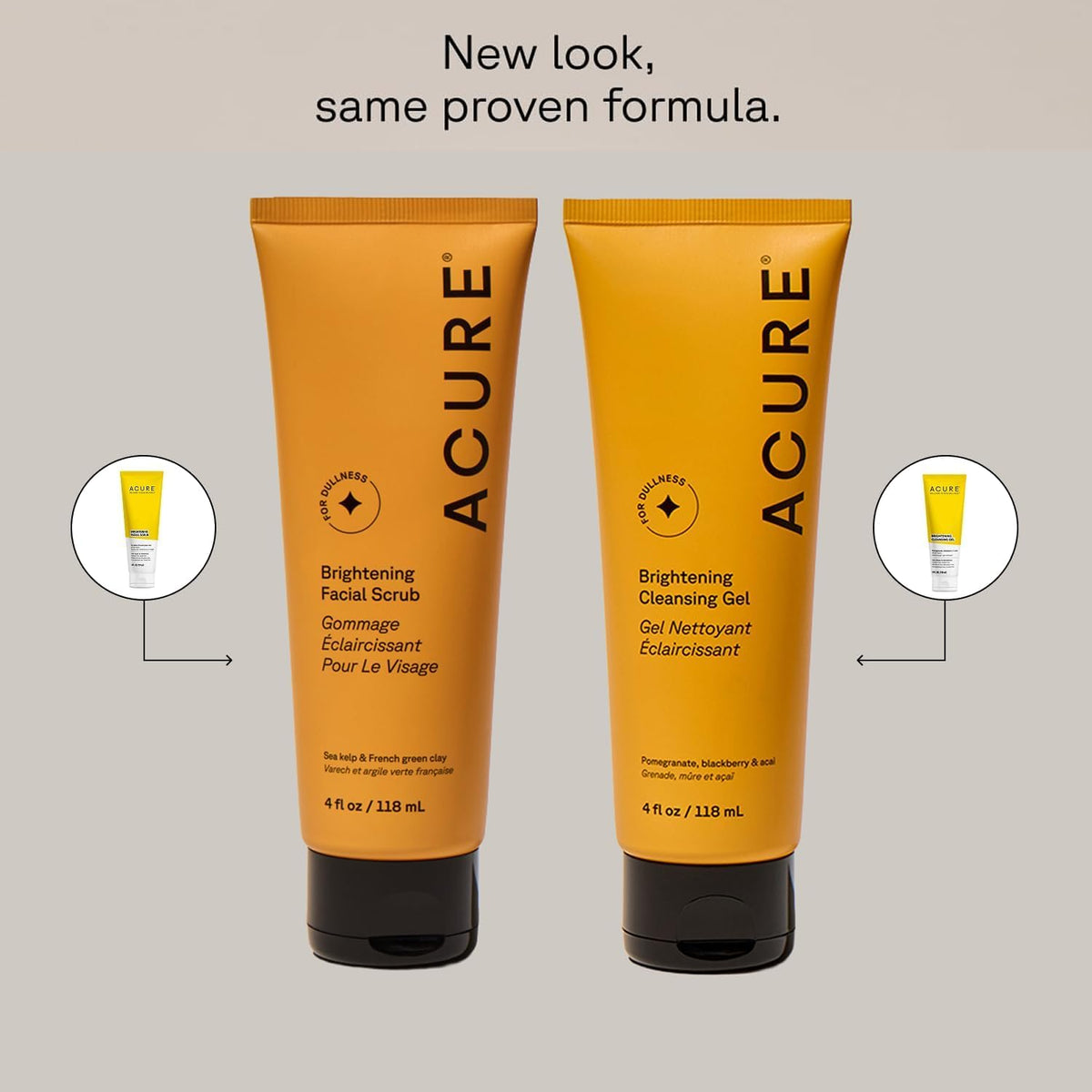 Acure scrub texture close-up revealing exfoliating particles and gentle buffing action
