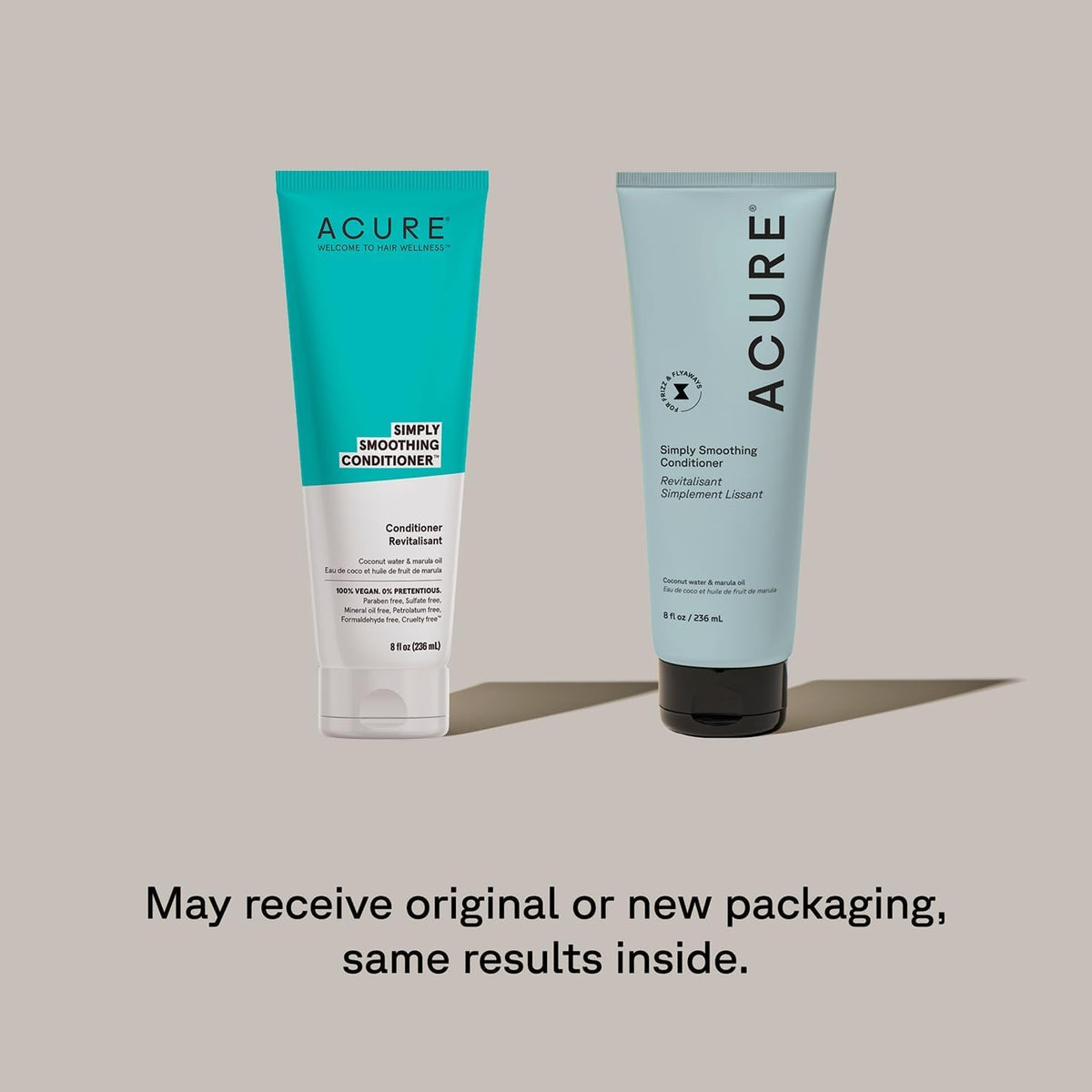 Acure simply smoothing back label ingredients list and product benefits