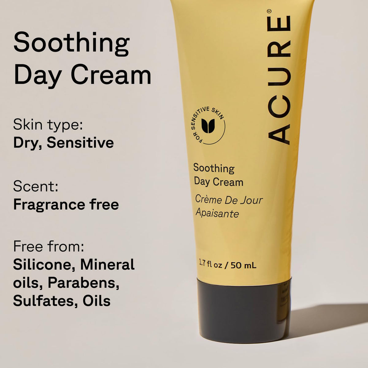 Acure dispensing lotion from tube illustrating easy application benefit