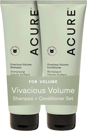 Acure bottle front packaging showing volumizing set and benefits