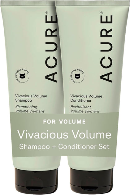Acure bottle front packaging showing volumizing set and benefits