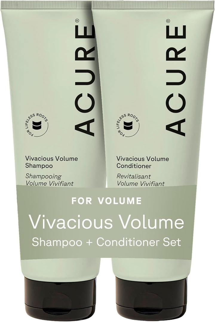 Acure bottle front packaging showing volumizing set and benefits