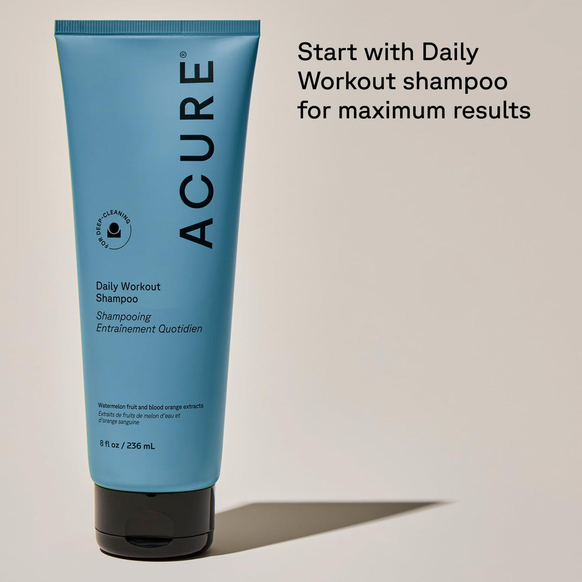 Acure 8 fl oz bottle next to common items showing compact size benefit
