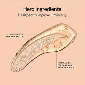 Acure mask ingredient label close-up highlighting niacinamide benefits