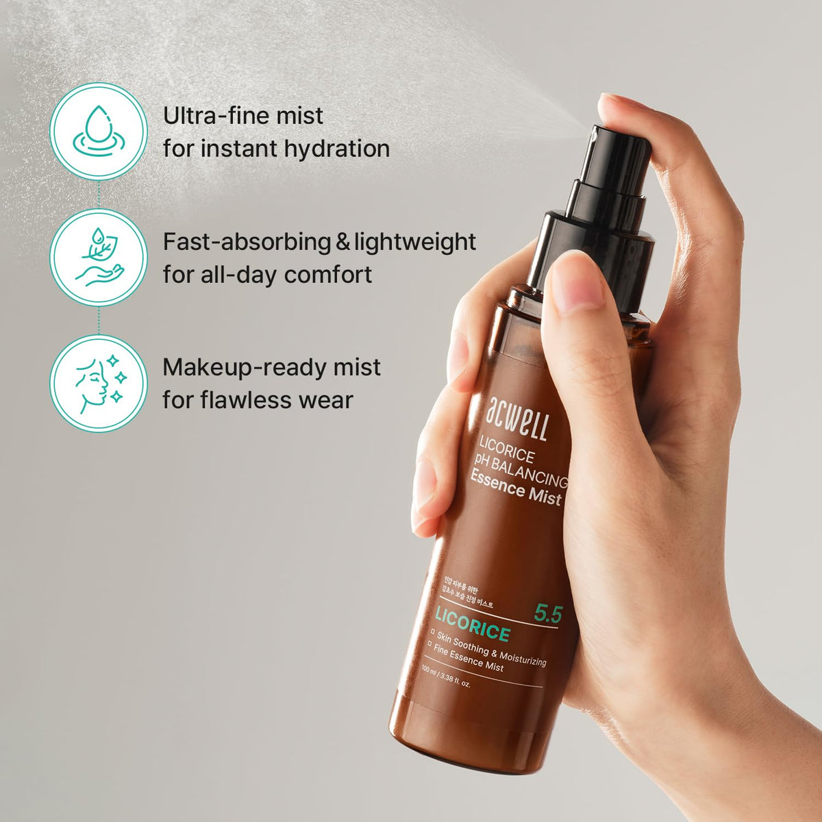 ACWELL essence texture droplet highlighting non-sticky absorption