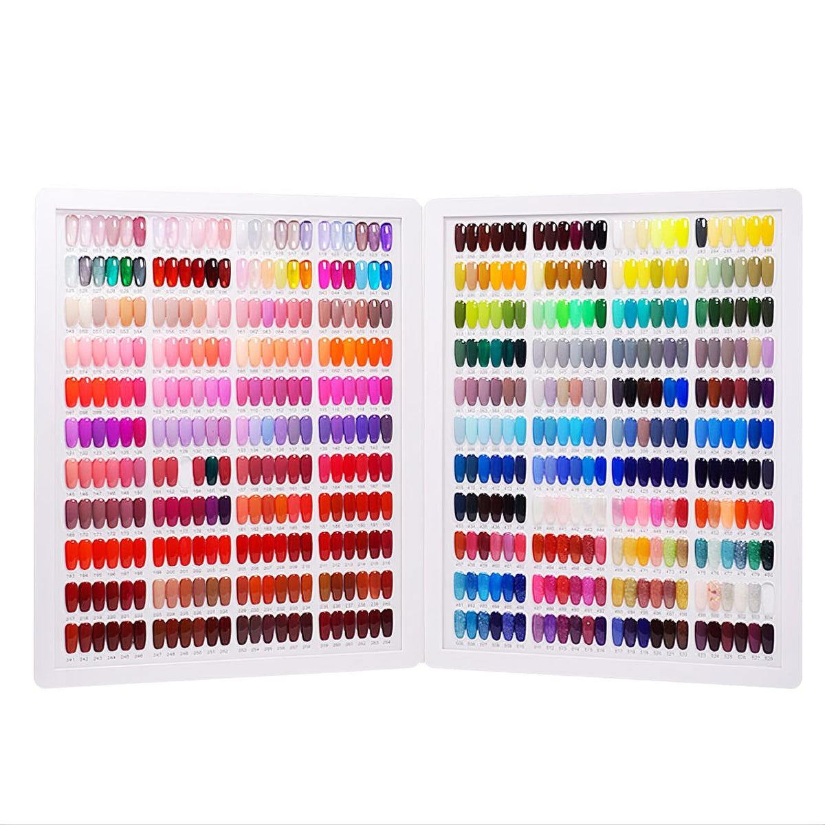 Acycoin2A open display filled with diverse nail tips for easy client comparison benefit
