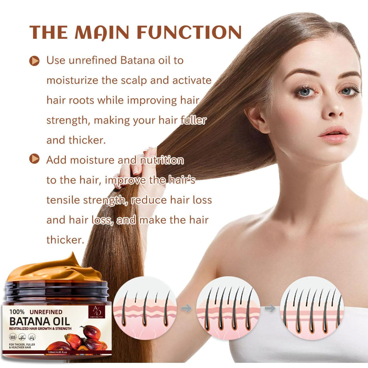 A/D Infinity label detail listing keratin and coffee extract ingredients benefit