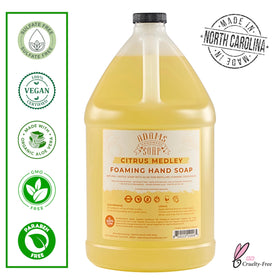 Adams Handmade Soap close-up of pouring spout showing liquid texture and easy refill benefit