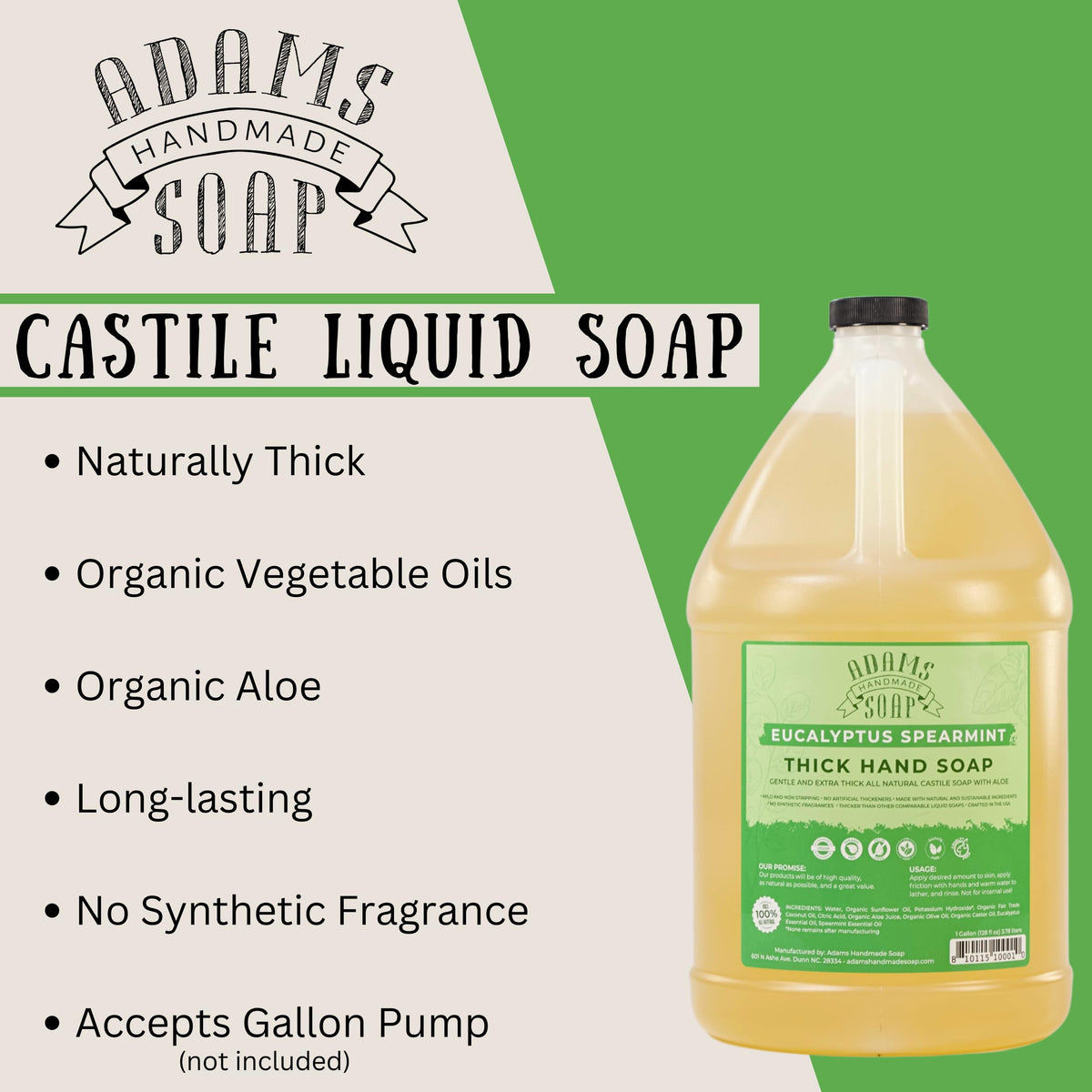Adams Handmade Soap being poured into a dispenser in a kitchen demonstrating easy refill convenience