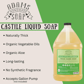 Adams Handmade Soap being poured into a dispenser in a kitchen demonstrating easy refill convenience