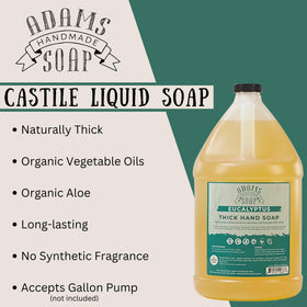 Adams Handmade Soap eucalyptus bottle refill usage demonstrates saving waste and cost benefit
