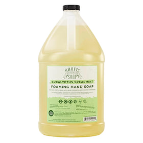 Adams Handmade Soap gallon bottle front view showing label and sizing benefit