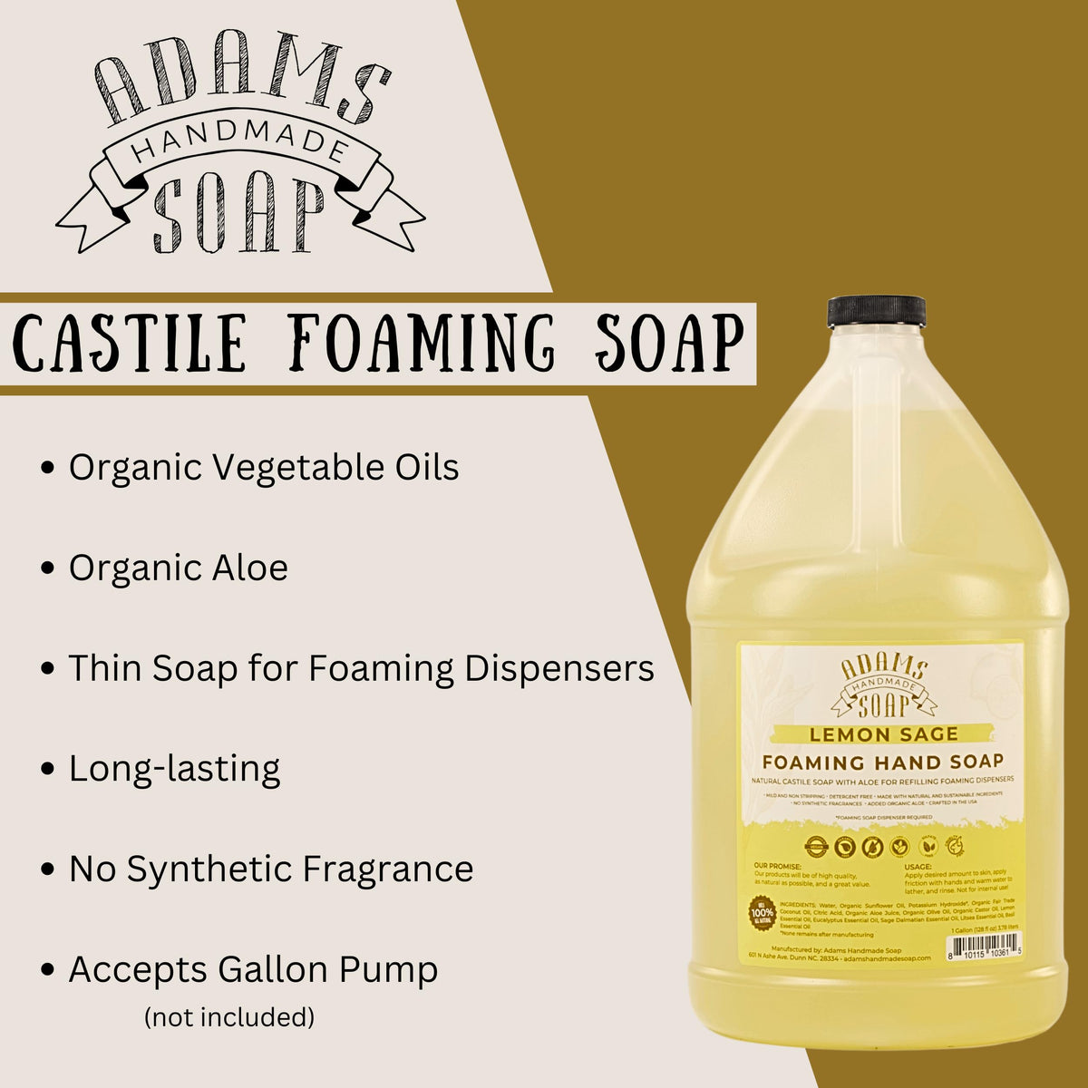 Adams Handmade Soap close-up of aloe and vegetable oils highlighting gentle moisturizing benefit