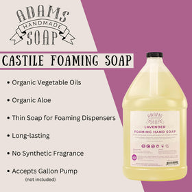 Close-up of Adams Handmade Soap lavender foam texture showing gentle, rich lather
